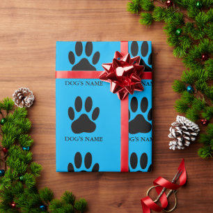 Papier Cadeau Empreinte de chien noir et bleu