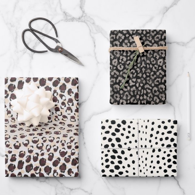 Papier cadeau empreinte de léopard animal tendance (Recto)