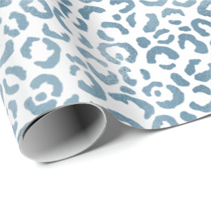 Papier Cadeau Empreinte de léopard Aqua Blue Navy