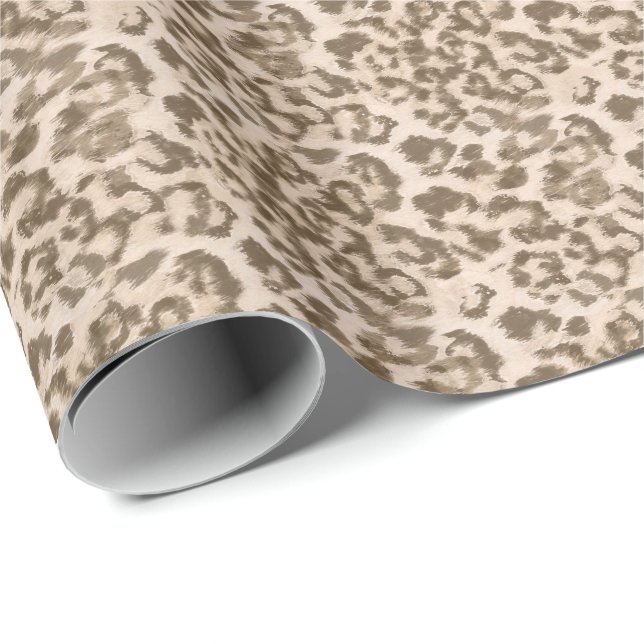 Papier Cadeau Empreinte de léopard beige. (Coin rond)