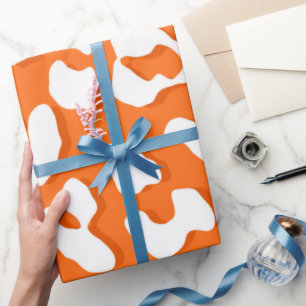 Papier Cadeau Empreinte de léopard blanc Orange