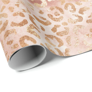 Papier Cadeau Empreinte de léopard blanc Rose Peach