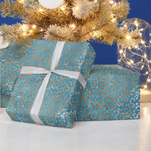 Papier Cadeau Empreinte de léopard bleu bleu turquoise