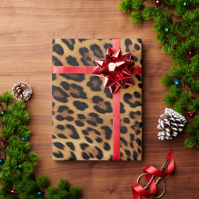 Papier Cadeau Empreinte de léopard Brown chic (Cadeau de vacances)