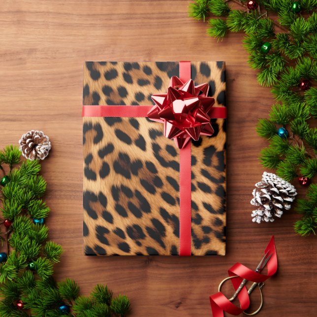Papier Cadeau Empreinte de léopard Brown chic (Cadeau de vacances)