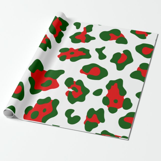 Papier Cadeau empreinte de léopard de noël (Déroulé)