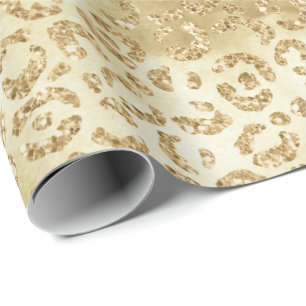 Papier Cadeau Empreinte de léopard Gold Glam Parties scintillant