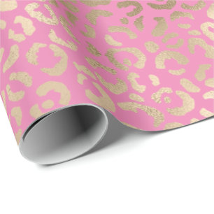 Papier Cadeau Empreinte de léopard Gold Pink Glam