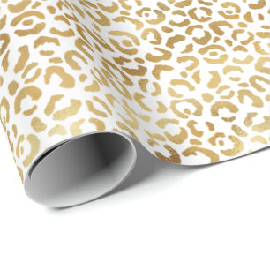 Papier Cadeau Empreinte de léopard Gold White       