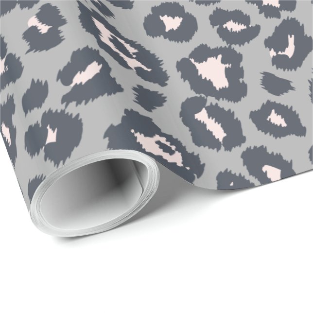 Papier Cadeau Empreinte de léopard gris chic Motif (Coin rond)