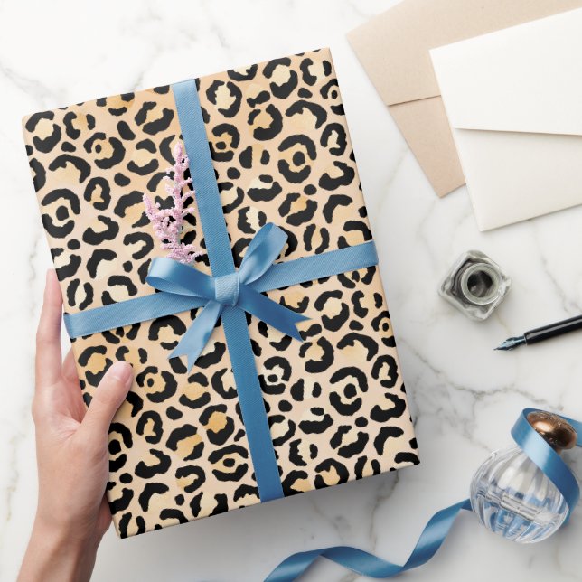 Papier Cadeau Empreinte de léopard noir Peach (Cadeaux)