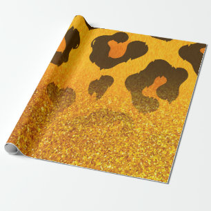 Papier Cadeau Empreinte de léopard Parties scintillant d'or