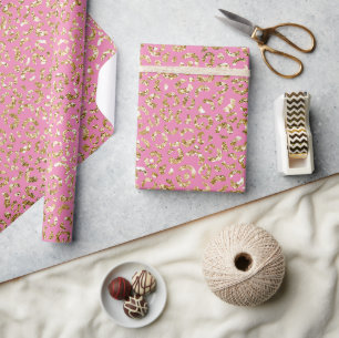 Papier Cadeau Empreinte de léopard Parties scintillant or rose