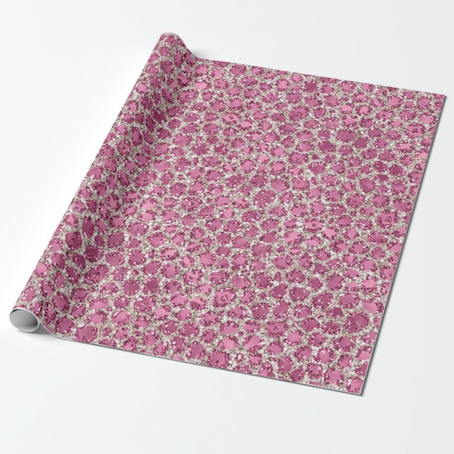 Papier Cadeau Empreinte de léopard Parties scintillant rose fill (Déroulé)