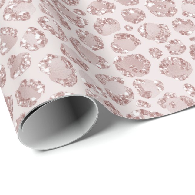 Papier Cadeau Empreinte de léopard Parties scintillant rose vif (Coin rond)