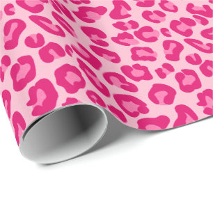 Papier Cadeau Empreinte de léopard Pastel Pink, Hot Pink et Fuch