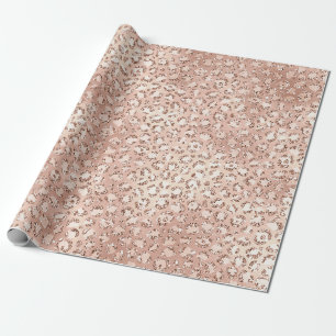 Papier Cadeau Empreinte de léopard Peach Rose Gold Blush Pink Gl
