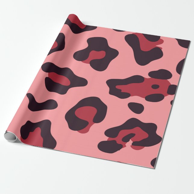 Papier Cadeau Empreinte de léopard rose (Déroulé)