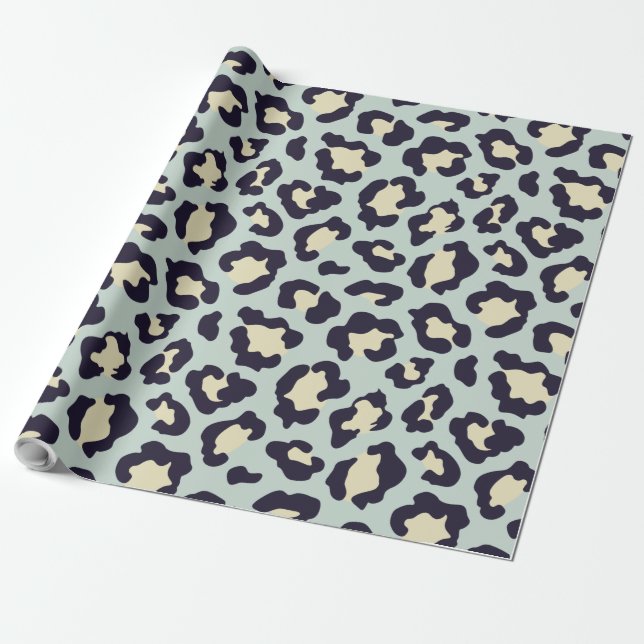 Papier Cadeau Empreinte de léopard vert à la menthe (Déroulé)