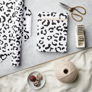 Papier Cadeau Empreinte de léopard, Zones Léopard, Noir Et Blanc