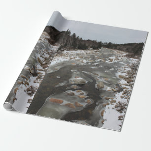 Papier Cadeau Empreinte de pas glaciale en rivière