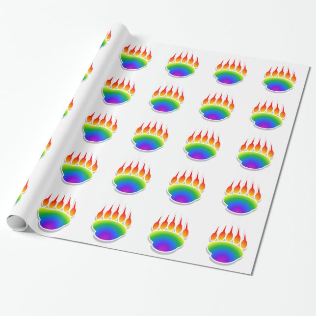 Papier Cadeau Empreinte de patte de l'ours arc-en-ciel (Déroulé)