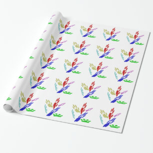Papier Cadeau Empreintes de Patte de Chien avec des Points
