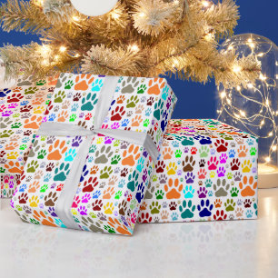Papier Cadeau Empreintes de pattes de chiens partout
