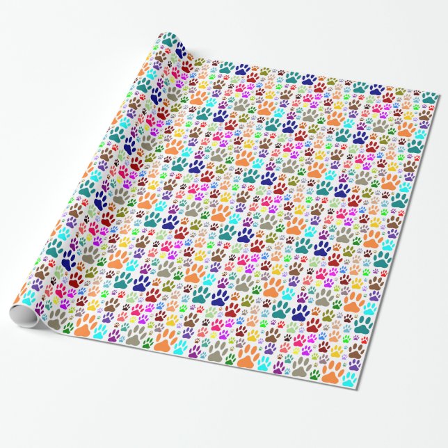 Papier Cadeau Empreintes de pattes de chiens partout (Déroulé)
