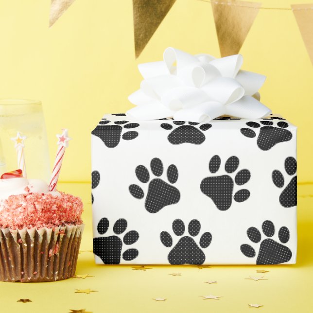 Papier Cadeau Empreintes de pattes Polka Dot (Fête d'anniversaire)