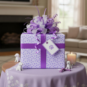 Papier Cadeau Empreintes de pattes violettes