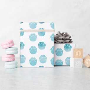 Papier Cadeau Empreintes de pied d'éléphant bébé bleu mignon aqu