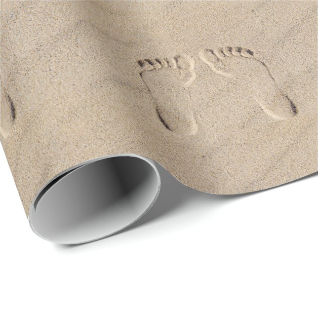 Papier Cadeau Empreintes De Sable De Plage (Coin rond)