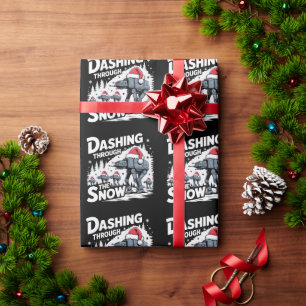 Papier Cadeau En dévalant la neige Noël Famille Vacances