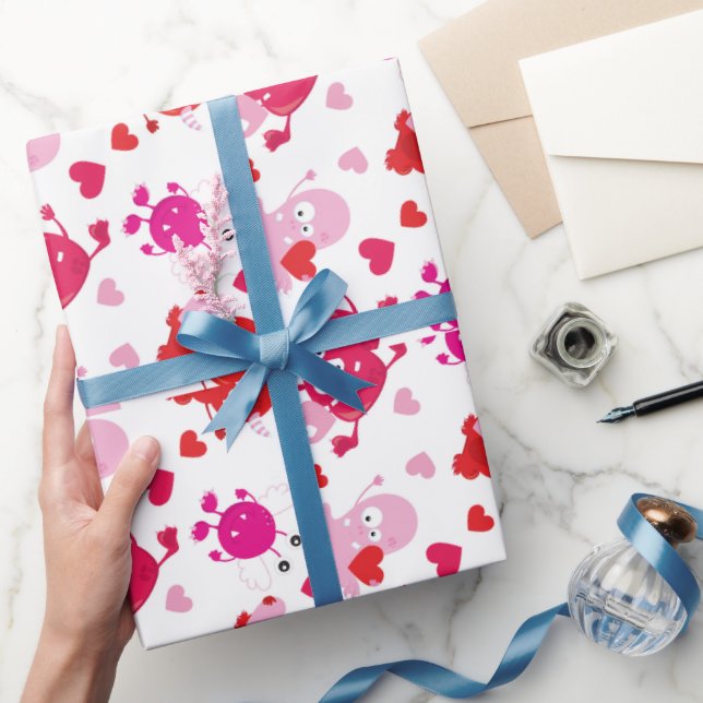 Papier cadeau en forme de gnome rose rouge (Cadeaux)