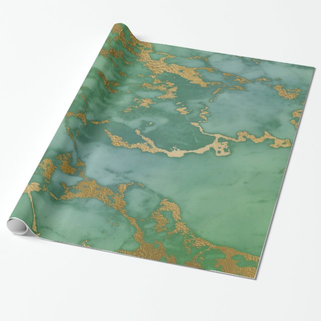 PAPIER CADEAU EN MARBRE VERT LUXE PAPIER EN MARBRE (Déroulé)