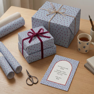 Papier cadeau en Soft Slate Blue Berry Polka Dot