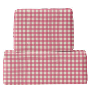 Papier Cadeau en vichy Chèque Cerise Crème Rouge