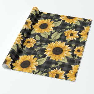 Papier Cadeau en vichy Motif tournesol