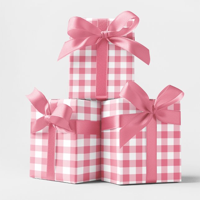 Papier Cadeau En vichy rose 2 pouces (Pink Small 2 Inch Gingham Check Wrapping Paper)