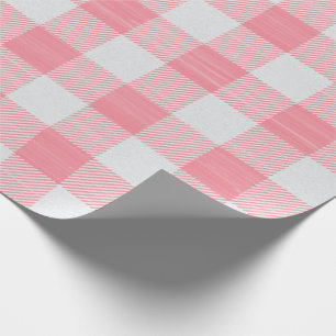 Papier Cadeau en vichy Rose Plaid Girly Baby Girl Douche mignonn
