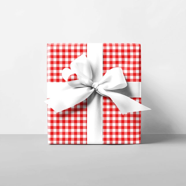 Papier Cadeau En vichy rouge (Red Gingham Wrapping Paper)