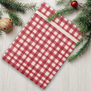 Papier Cadeau En vichy rouge Plaid traditionnel minimal Noël