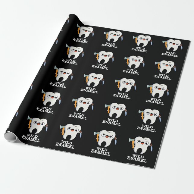Papier Cadeau Enamel sauvage Drôle animal sauvage Jeu de dent Da (Déroulé)