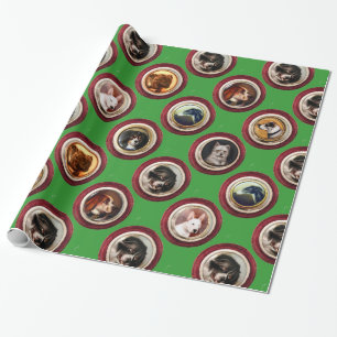 PAPIER CADEAU ENAMÉRIQUES VICTORIENNES /PORTRAITS DE CHIEN MINIA