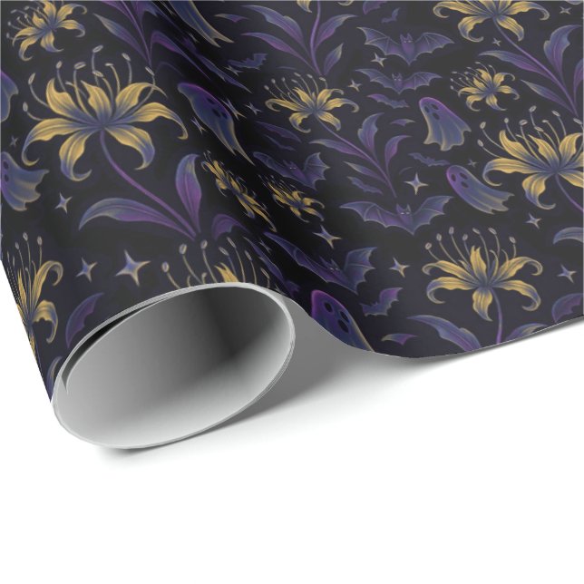 Papier Cadeau Enchanted Floral Bat Wrapping Paper (Coin rond)