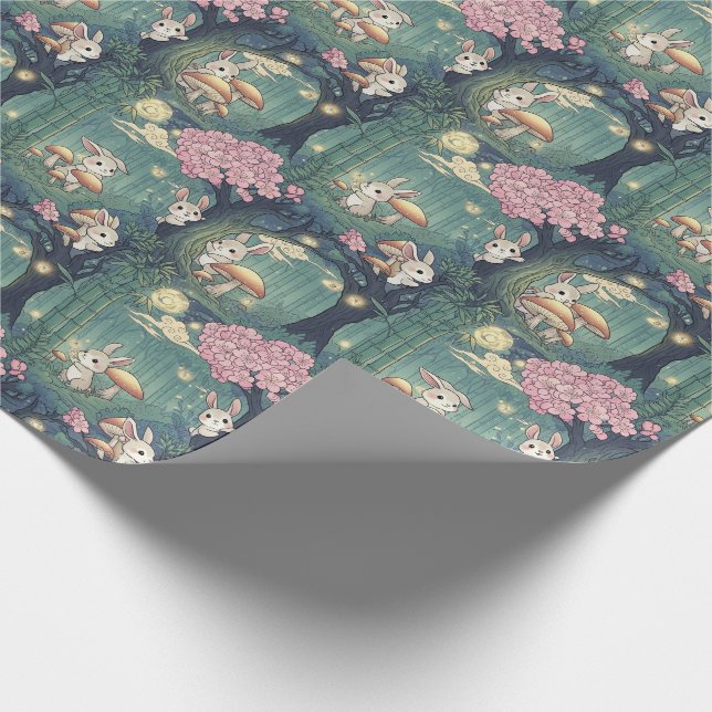Papier Cadeau Enchanted forest, Bunny cherry blossom (Coin)