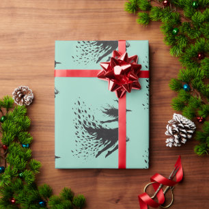 Papier Cadeau Enchanteresse volante fond sarcelle