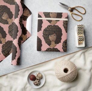 Papier Cadeau Encourageant les femmes noires, cheveux naturels, 