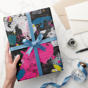 Papier Cadeau Encre artistique éclaboussée motif abstrait multic